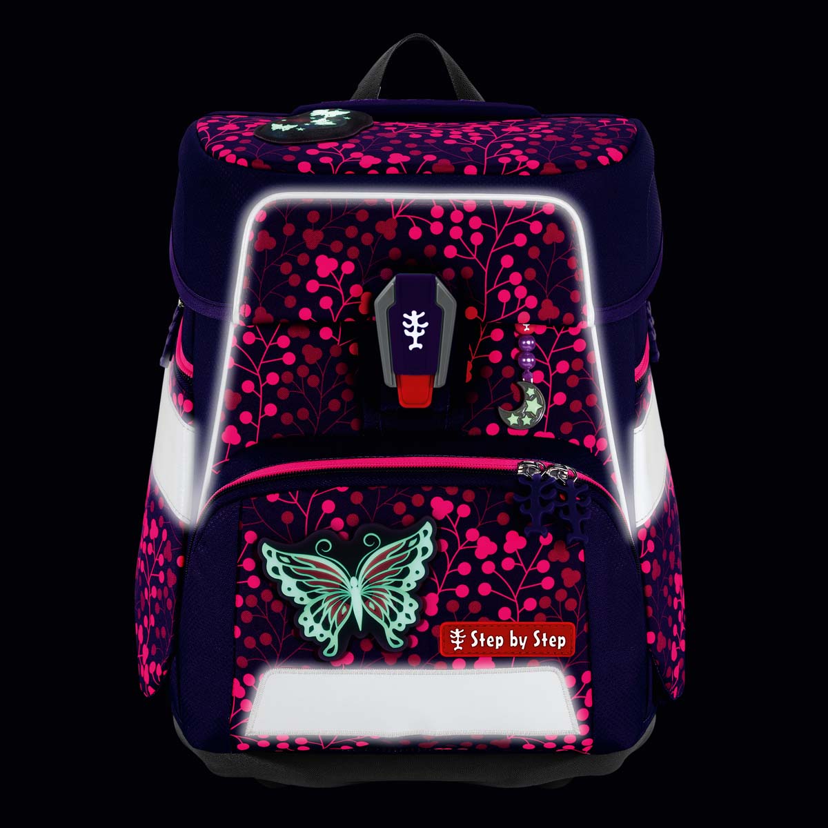 Schulranzen-Set SPACE SHINE Butterfly Night Ina 5-teilig