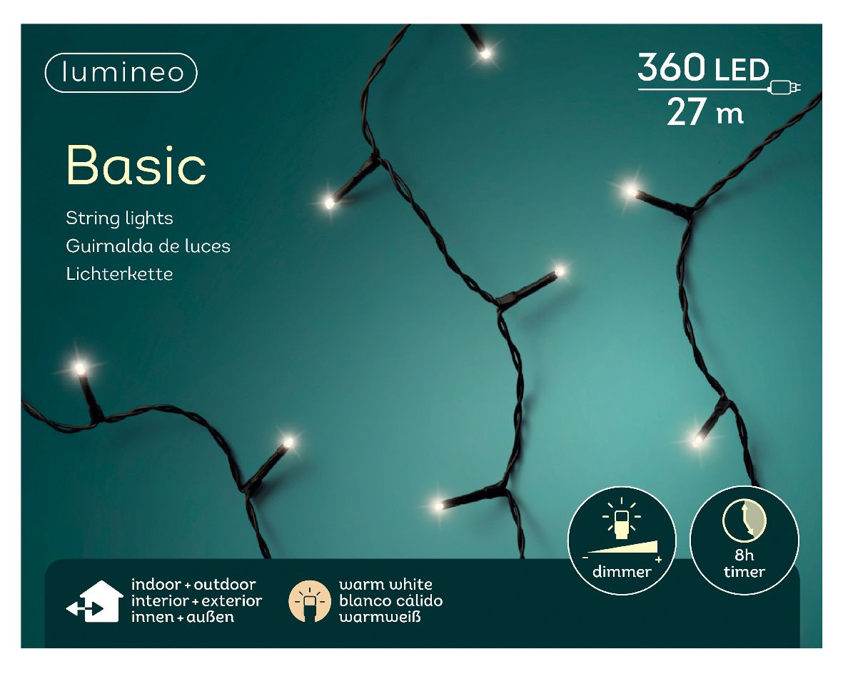 Lichterkette Basic 360 LED 27 m warm weiß, schwarzes Kabel