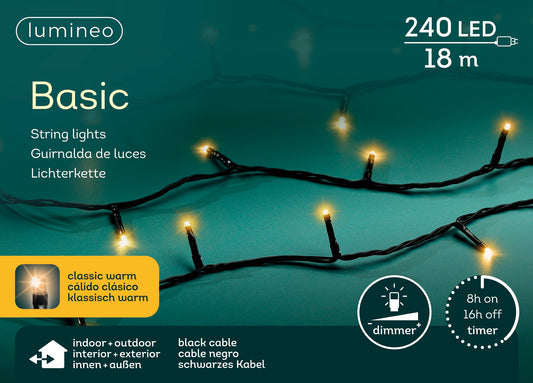 Lichterkette Basic 240 LED 18 m klassisch warm, schwarzes Kabel