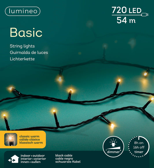 Lichterkette Basic 720 LED 54 m klassisch warm, schwarzes Kabel