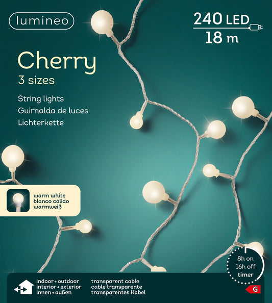 Lichterkette Cherry 240 LED 18 m warm weiß, transparentes Kabel