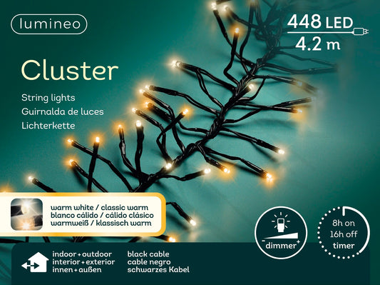 Lichterkette Cluster 448 LED 4,2 m, 2-farbig: warm weiß/klassisch warm