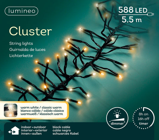 Lichterkette Cluster 588 LED 5,5 m, 2-farbig: warm weiß/klassisch warm