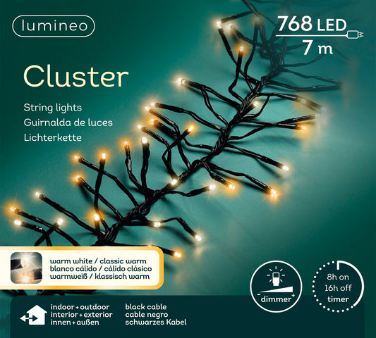 Lichterkette Cluster 768 LED 7 m, 2-farbig: warm weiß/klassisch warm