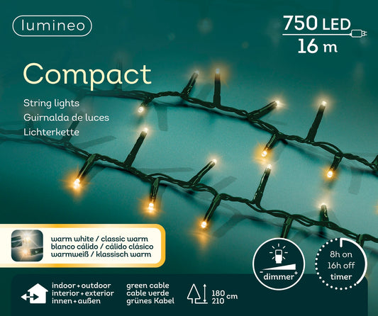 Lichterkette Compact 750 LED 16 m, 2-fabig: warm weiß/klassisch warm