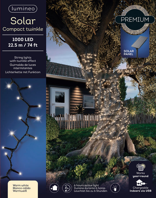 Lichterkette Solar Compact Twinkle 1000 LED 22,5m warm weiß