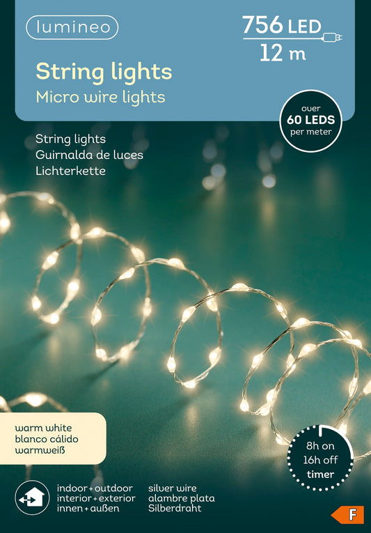 Lichterkette String Lights 756 LED 12 m warm weiß, Silberdraht