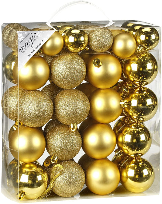 Weihnachtskugel 50 Stück 4-6 cm Gold, Kunststoff