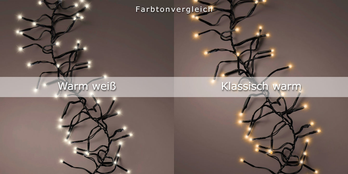 Lichterkette Cluster 144 LED 1,3 m warm weiß, transparentes Kabel