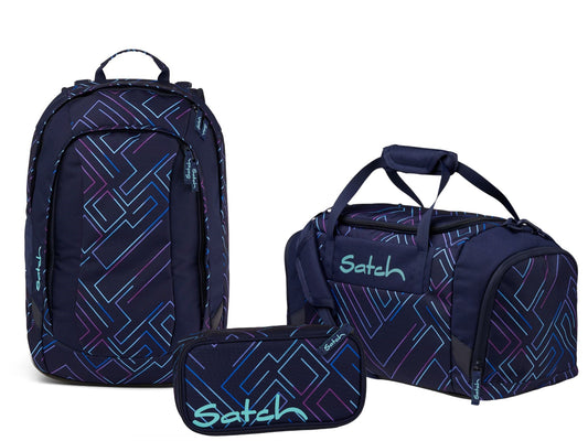 Schulrucksack-Set AIR Purple Laser 3-teilig