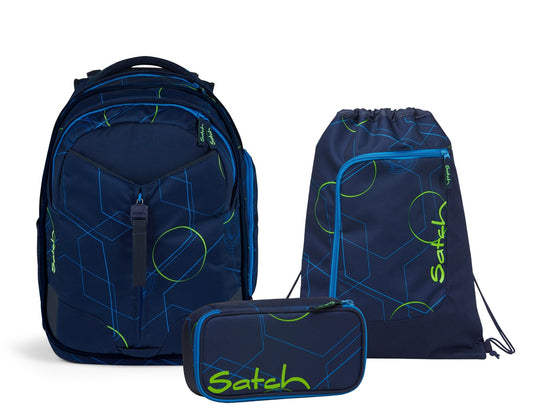 Schulrucksack-Set MATCH Blue Tech 3-teilig